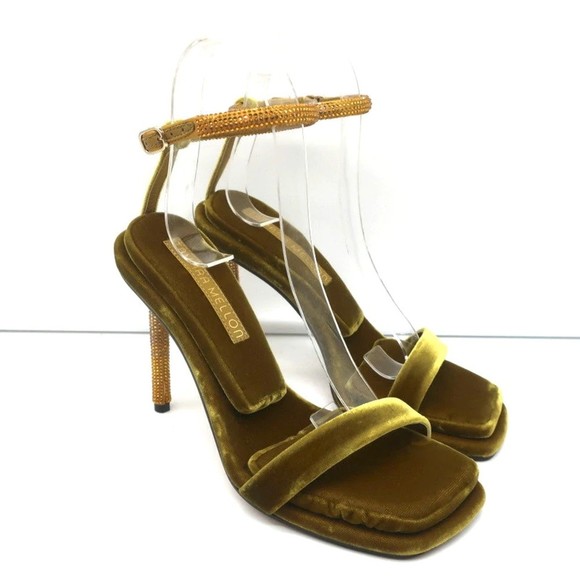 Tamara Mellon Stellar Sandals Topaz Crystal-Embellished Velvet Size 37 NEW - Picture 2 of 12